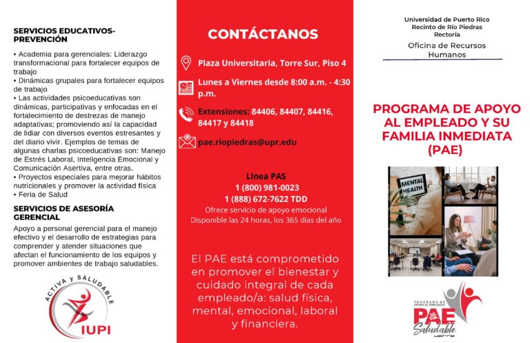 Brochure Programa de Apoyo al Empleado y su Familia Inmediata (PAE) - Página 1